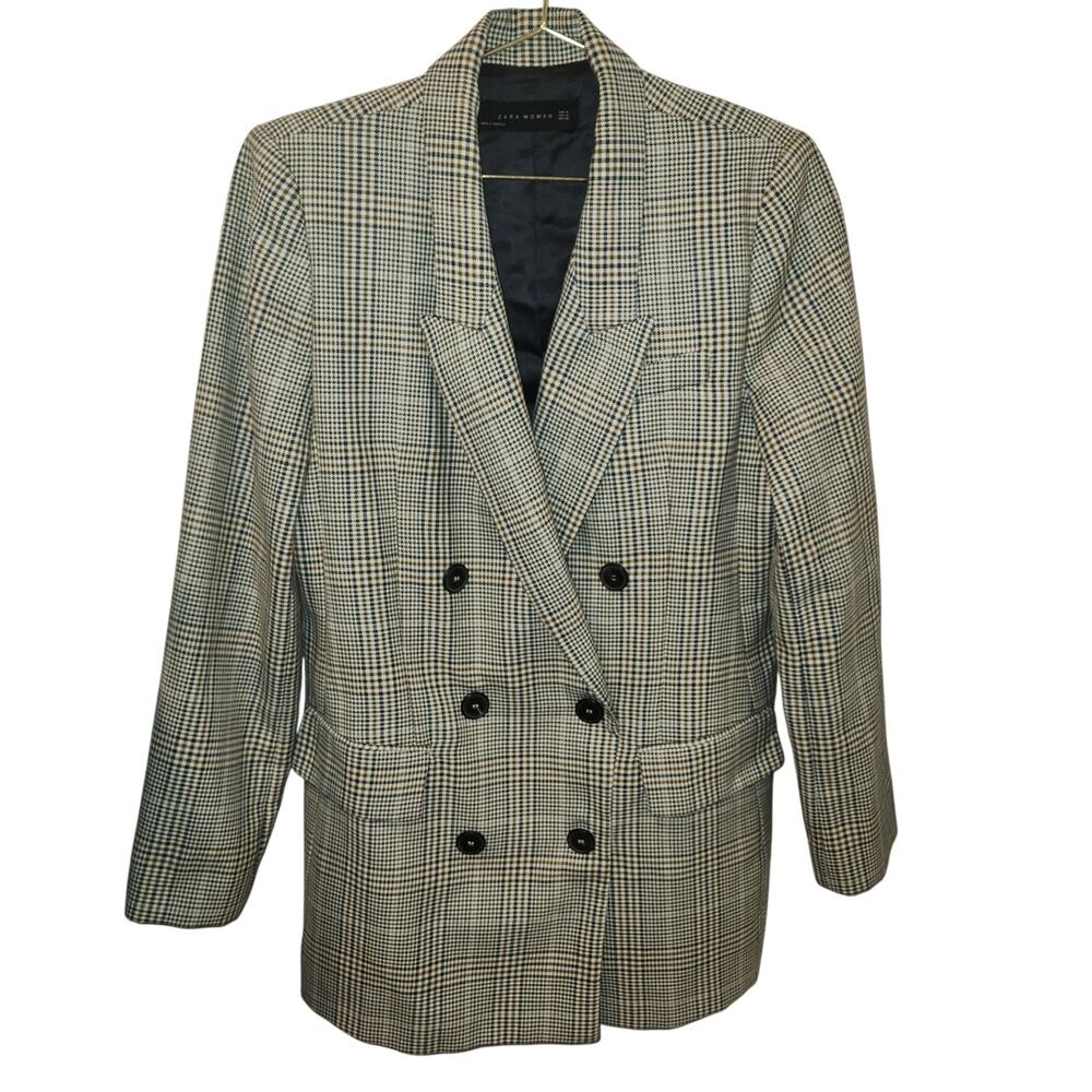 Zara Houndstooth print double-breasted blazer size medium